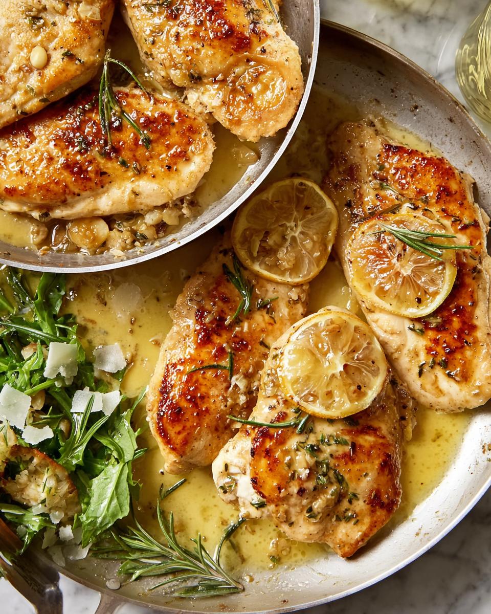 Pan-seared chicken breasts with lemon slices and rosemary, a perfect dish for the best chicken for busy nights.
