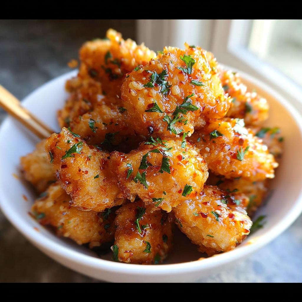 Close-up of crispy, glazed chicken thigh bites sprinkled with parsley, a delicious addition to Ultimate Chicken Thigh Recipes.