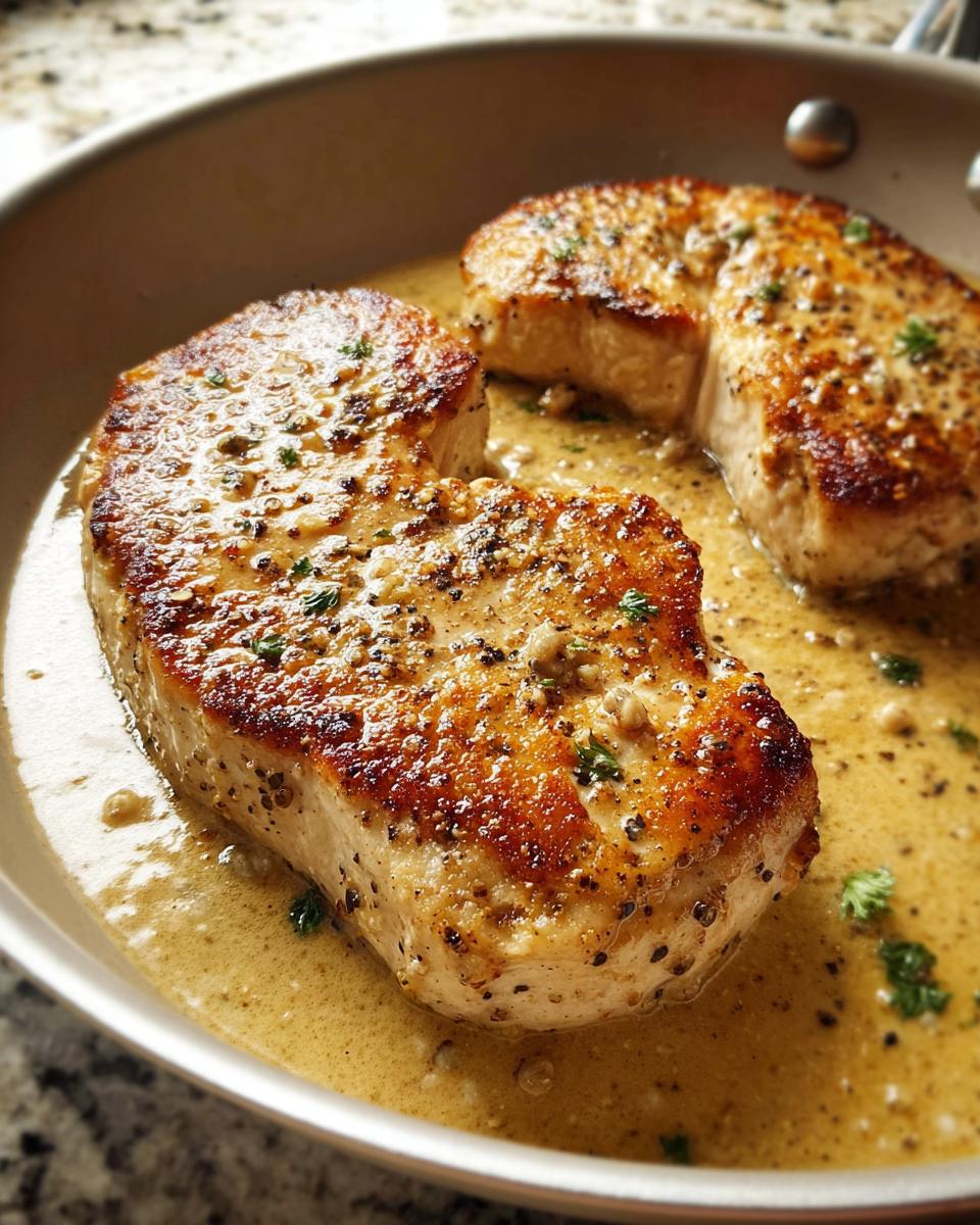 Two perfectly pan-seared chicken breasts in a rich, creamy sauce, garnished with herbs. Learn how to make chicken like a pro.